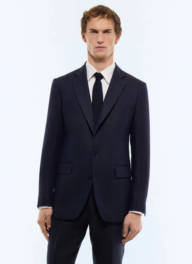 Linen Fitted Jacket With Chevron