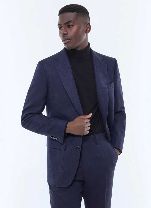Straight Cut Herringbone Wool Jacket