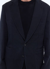 Straight cut wool seersucker jacket