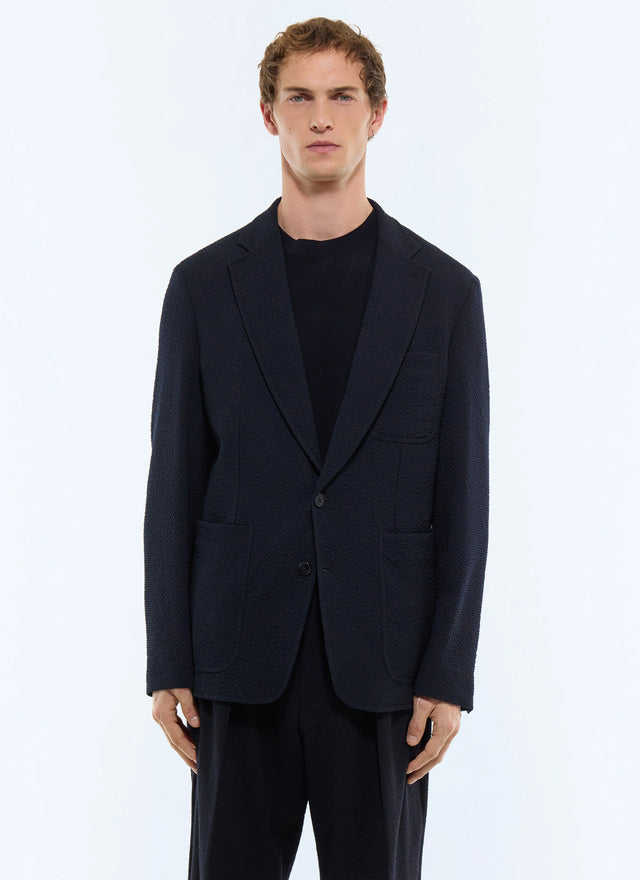 Straight Cut Wool Seersucker Jacket
