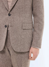 Straight cut herringbone wool jacket