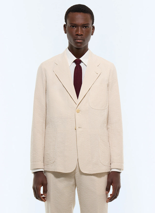Striped cotton seersucker jacket