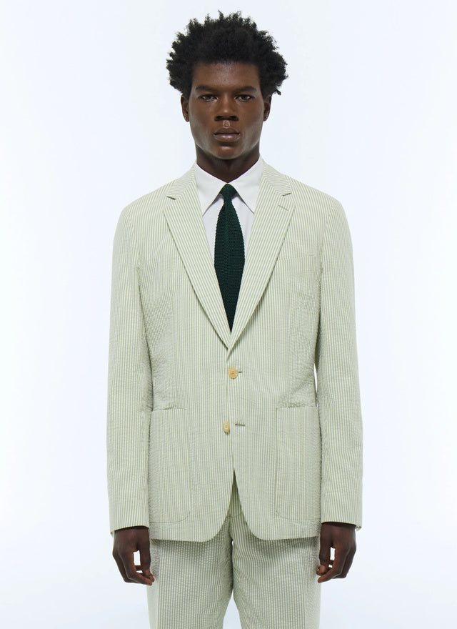Striped Seersucker Straight Cut Jacket