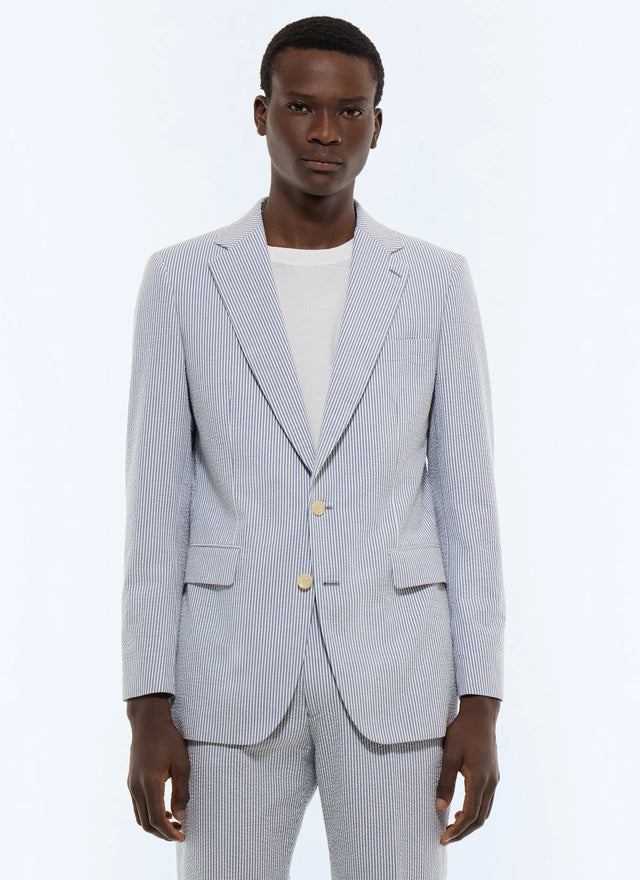 Striped seersucker cotton jacket