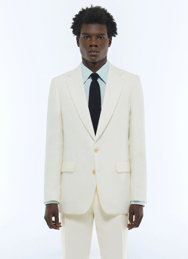 Fitted herringbone linen serge jacket