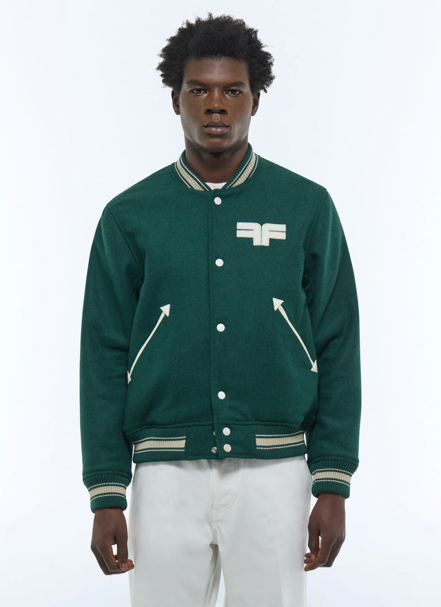Wool cloth varsity jacket