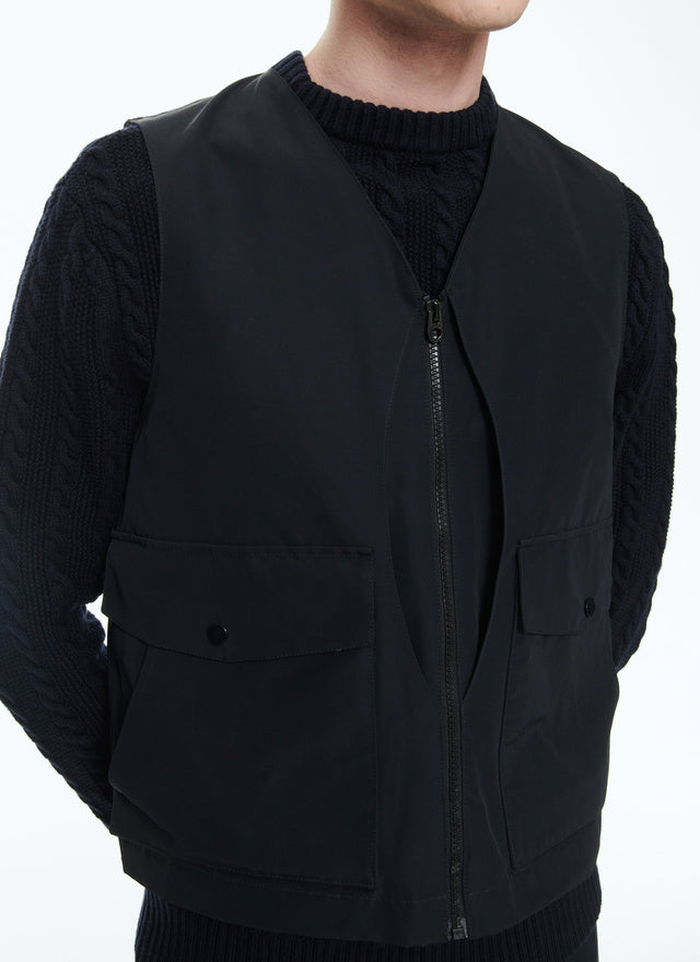 Ottoman Fabric Sleeveless Jacket