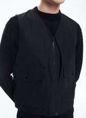 Ottoman Fabric Sleeveless Jacket