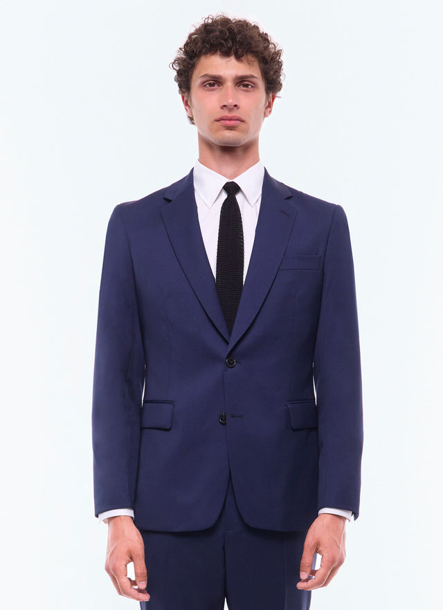 Wool serge fitted suit jacket