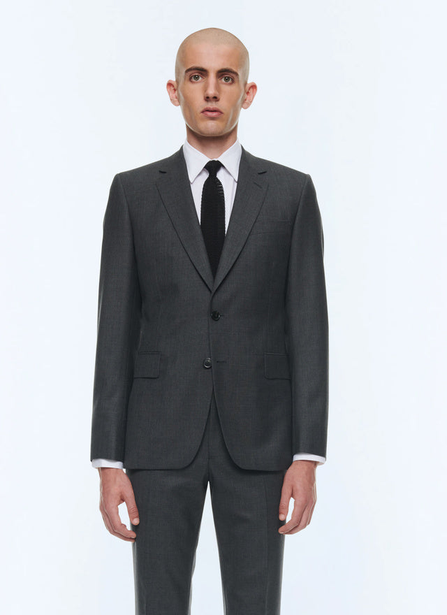 End-on-end virgin wool fitted suit jacket