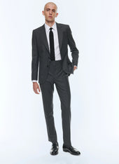 End-on-end virgin wool fitted suit jacket