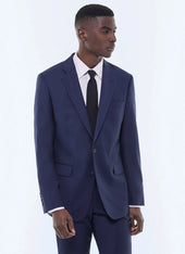 Fitted wool canvas suit jacket
