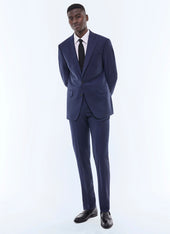 Fitted wool canvas suit jacket