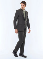 Fitted wool flannel suit jacket