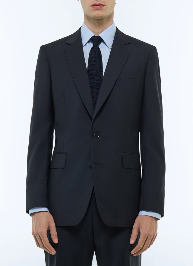 Fitted Wool Canvas Suit Jacket