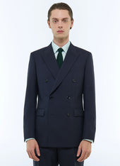 Wool canvas double-breasted suit jacket
