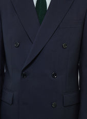 Wool canvas double-breasted suit jacket