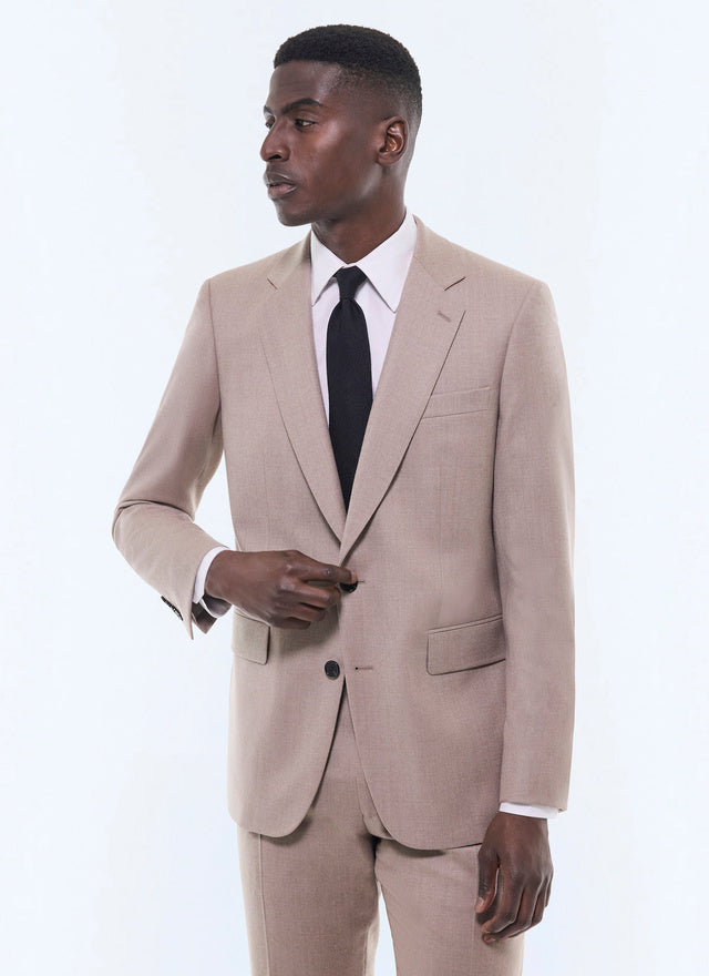 Wool Flannel Fitted Suit Jacket