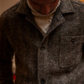 Artisan Woven Herringbone Jacket No 2 In Light Brown