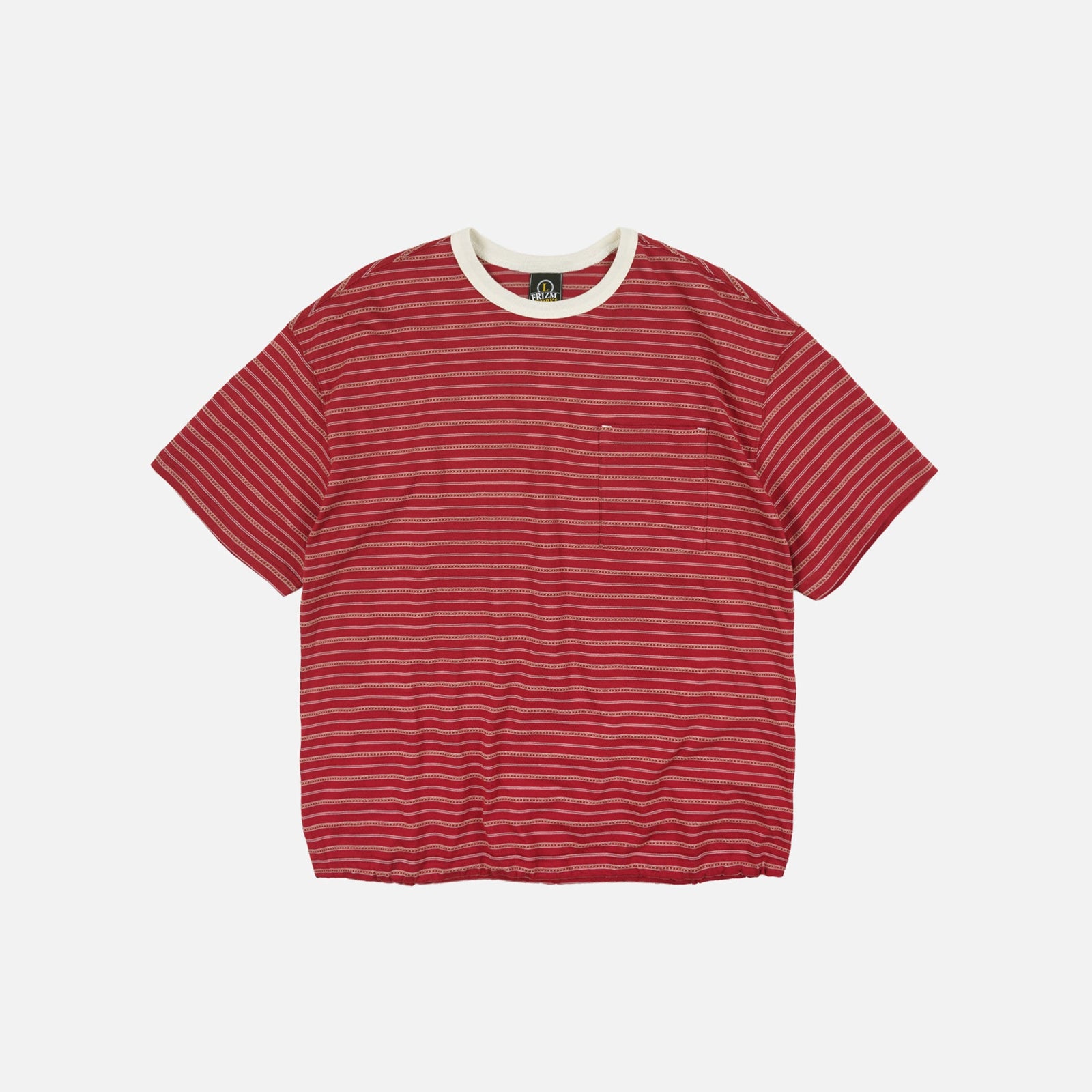 Jacquard Stripe Half T Shirt Red