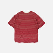 Jacquard Stripe Half T Shirt Red