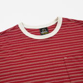 Jacquard Stripe Half T Shirt Red