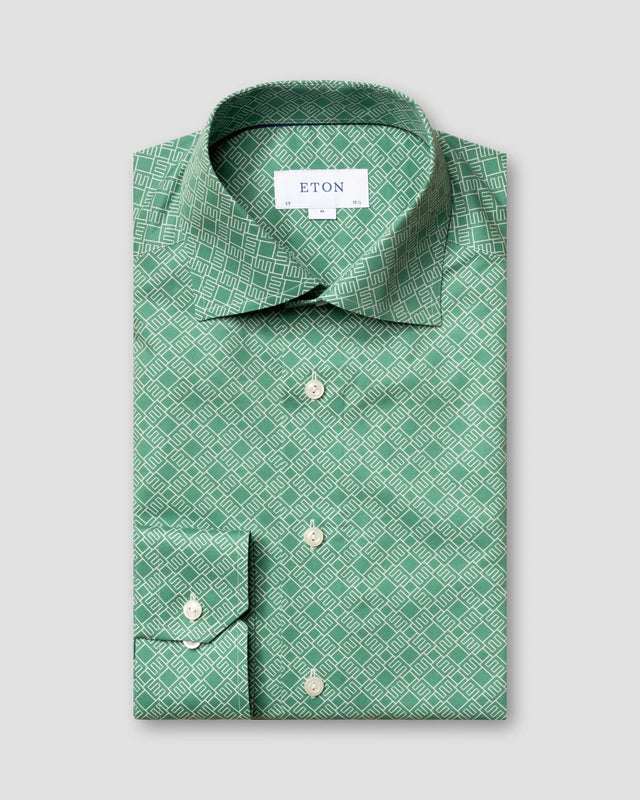 Grünes Hemd mit Doppelmonogramm-Print - Eton
