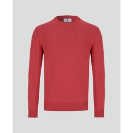 Jamie Crew Neck Cotton Jumper Raspberry Red | Magee 1866