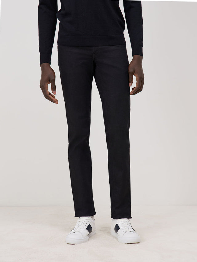 Jean slim en coton stretch noir brut