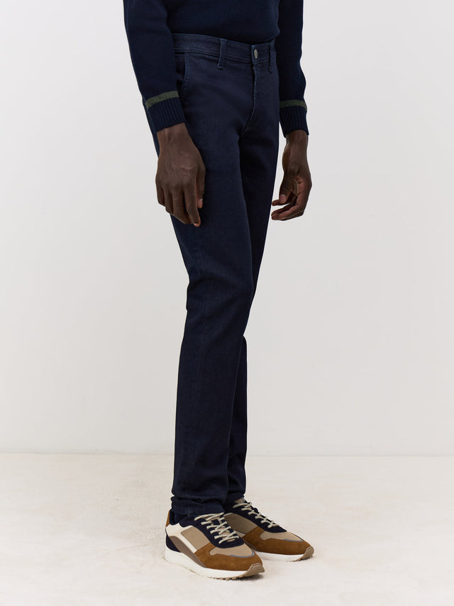 Jean Jim Slim en coton mélangé bleu marine