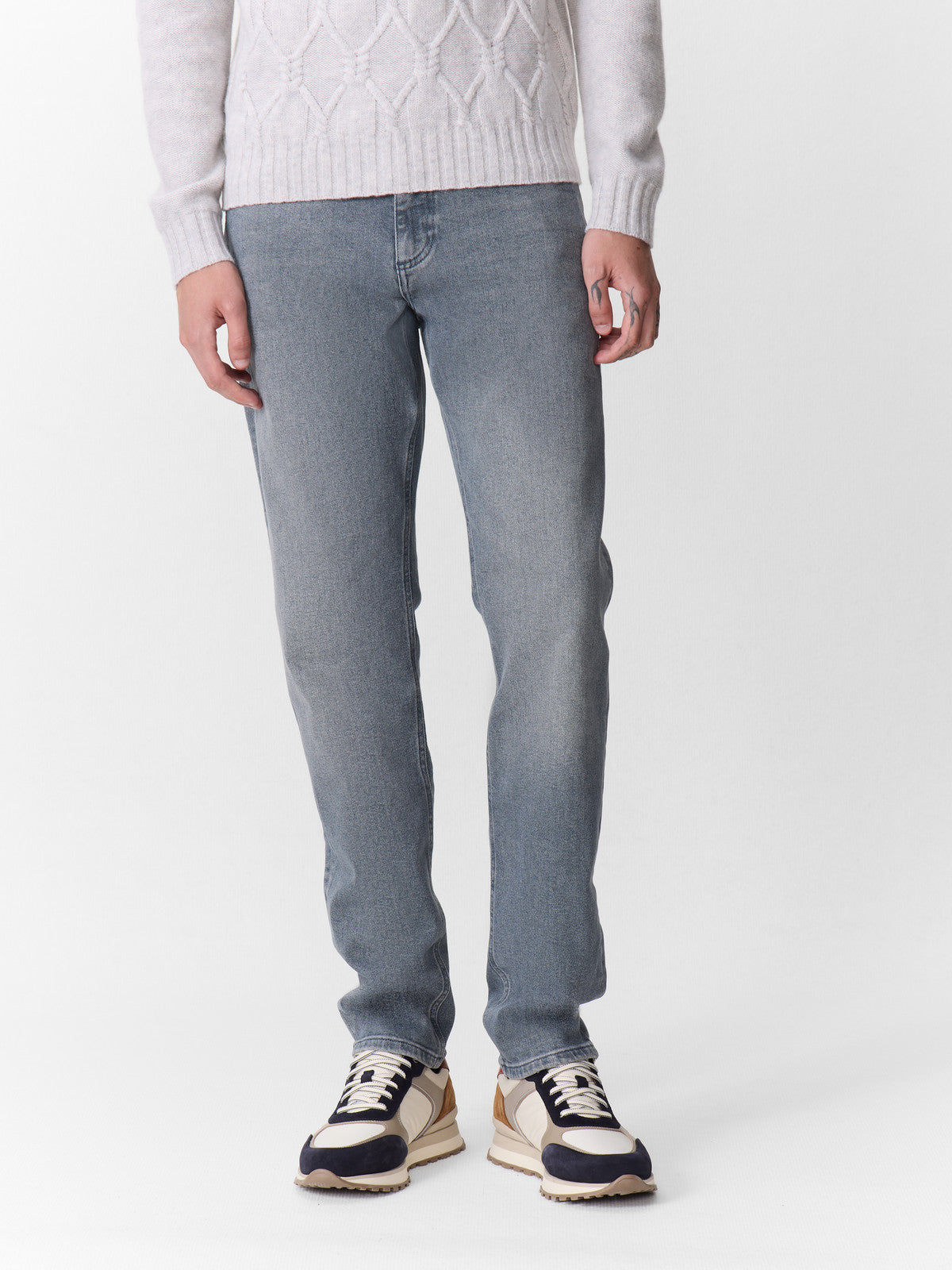 Jean Jack Regular En Coton Stretch Bleu Gris