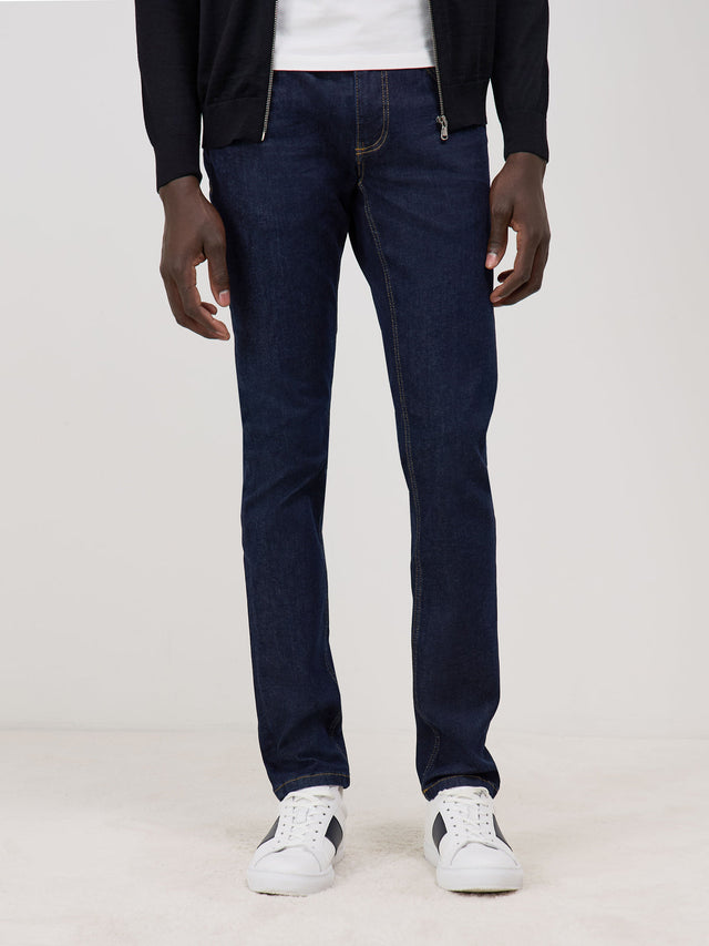 Jean slim en coton stretch bleu brut