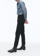 Black cotton serge 5-pocket trousers