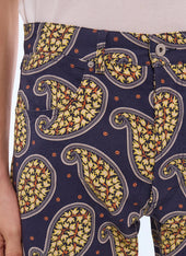 Cotton paisley 5-pocket pants