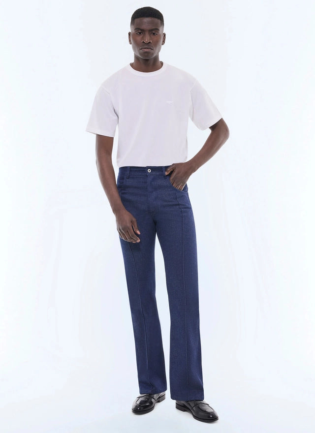 5-pocket cotton and linen flare pants