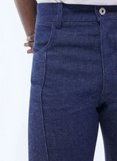 5-pocket cotton and linen flare pants