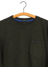 JONES | Long Sleeve Crew Neck Pocket T | Seaweed
