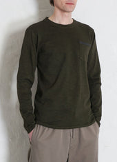 JONES | Long Sleeve Crew Neck Pocket T | Seaweed