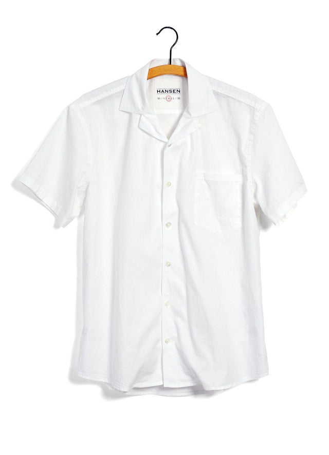 JONNY | Short Sleeve Herringbone Shirt | White White
