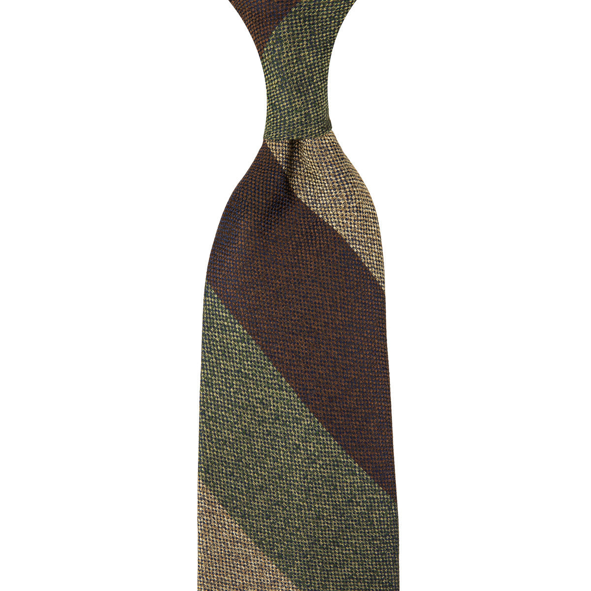 Japanese Boucle Silk Tie Brown Olive Beige