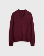 Caspar Silk V Neck - Burgundy