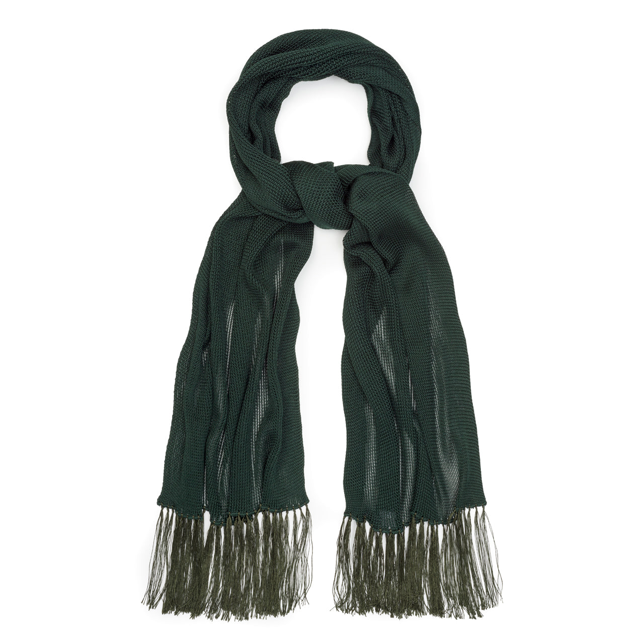 Plain Knitted Silk Dress Scarf In Green