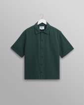 Keats - Forest Green Cotton Seersucker Short-Sleeve Shirt