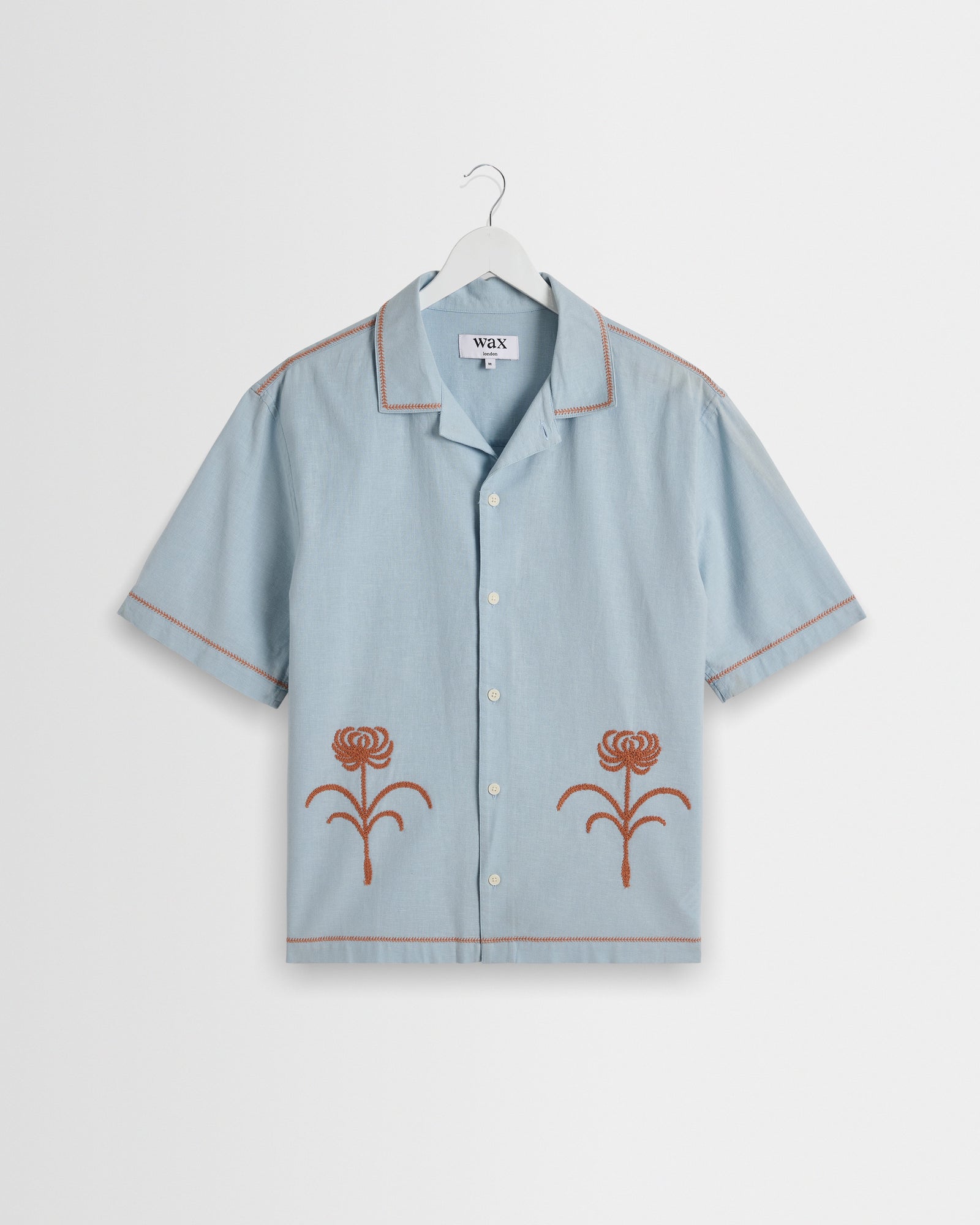 Keats Light And Rust Embroidered Short Sleeve Shirt