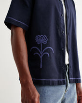 Keats And Blue Embroidered Short Sleeve Shirt