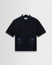 Keats - Navy And Blue Embroidered Short-Sleeve Shirt