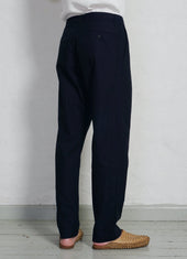 KEN | Wide Cut Trousers | Indigo Herringbone