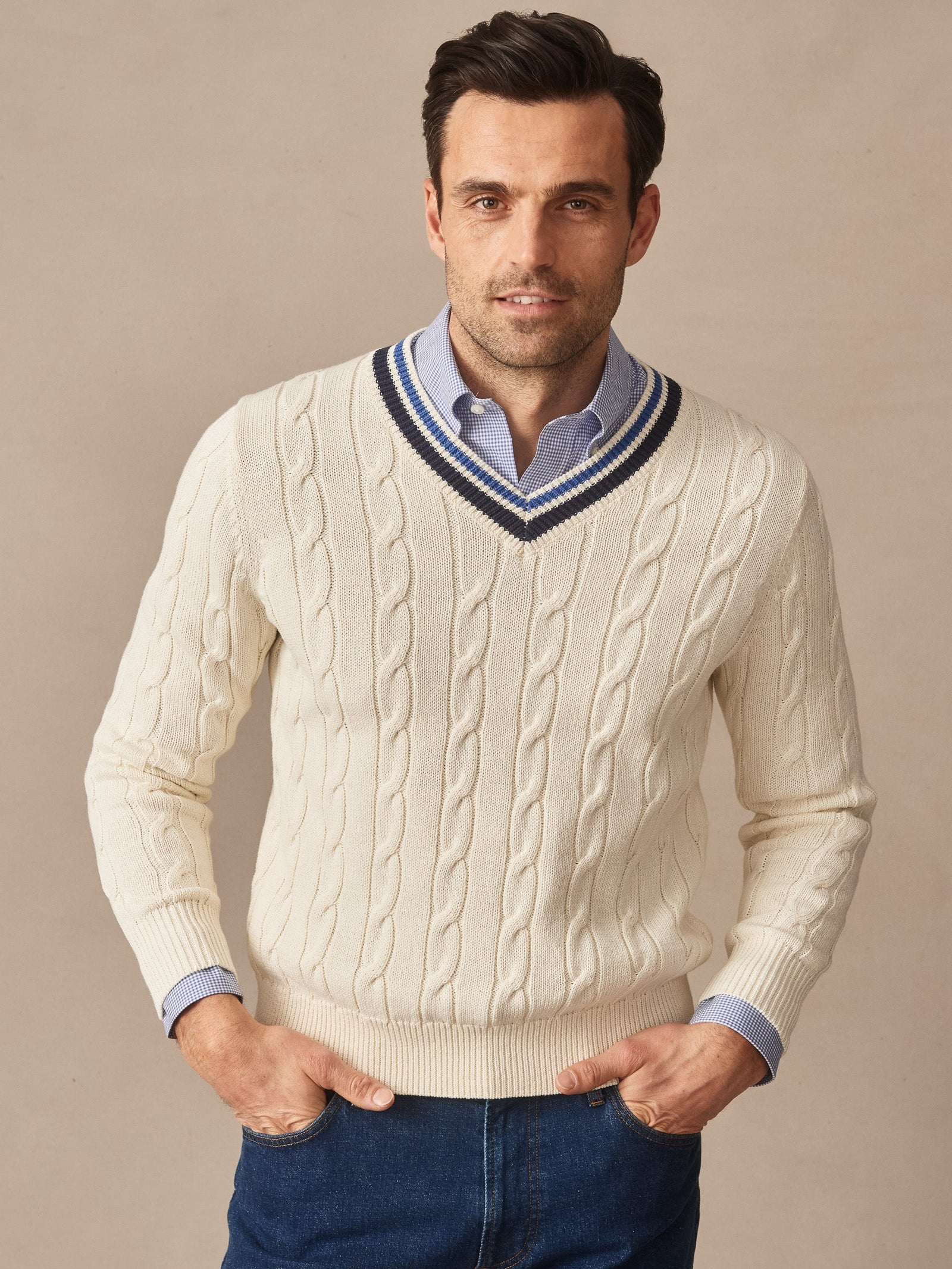 Off White Blue Solid Kent Sweater Men S Sweaters J Mclaughlin