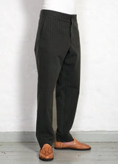 KIAN | Cinch Back Wide Trousers | Khaki Pin