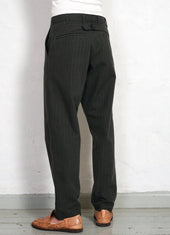 KIAN | Cinch Back Wide Trousers | Khaki Pin